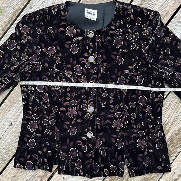 Leslie Fay black velvet jacket 14P - Picture 6 of 9